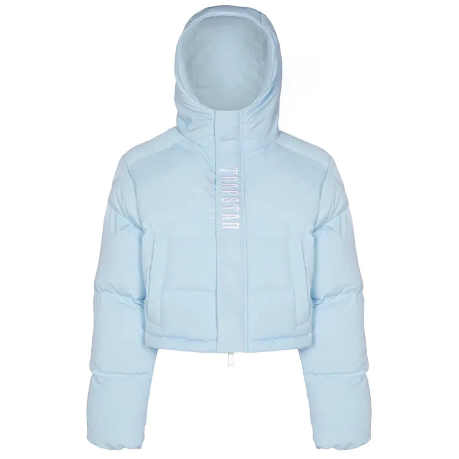 TRAPSTAR WOMEN'S DECODED HOODED PUFFER 2.0 JACKET - ICE BLUE